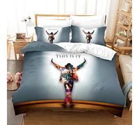 LWLFC Parure de Lit 2 Places 200X200 Michael Jackson Parure de Lit avec 2 Taies d'oreiller 50X75 cm - Housse Couette avec Fermeture Éclair,Linge de Lit et Oreillers,Housse de Couette Enfant