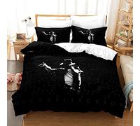 LWLFC Parure de Lit 2 Places 200X200 Michael Jackson Parure de Lit avec 2 Taies d'oreiller 50X75 cm - Housse Couette avec Fermeture Éclair,Linge de Lit et Oreillers,Housse de Couette Enfant