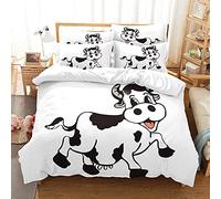 LWLFC Parure de Lit 2 Places 200X200 Vache Mignonne Parure de Lit avec 2 Taies d'oreiller 50X75 cm - Housse Couette avec Fermeture Éclair,Linge de Lit et Oreillers,Housse de Couette Enfant