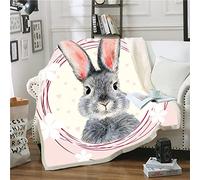 LWLFC Plaid Polaire 130X150 Lapin Beige Rose Couverture en Flanelle Épaisse Douce et Confortable,Plaid Sherpa Laine pour Canapé