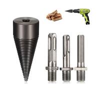 LWLWA Foret Fendeur de Bois avec 3 Tiges Forage ø 32 mm Coin pour Fendre le Bois, Filetage Profond Cône Perçage Vis pour Fendeur Bois,Foret Bois Chauffage, pour Fendre Bois Chauffage