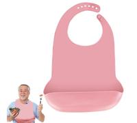 LWMLWM Bavoirs Lavables en Silicone pour Adultes, Dossards Réutilisables pour Adultes Bavoirs Imperméables pour Hommes Femmes Âgés et Handicapés (Rose)
