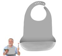 LWMLWM Bavoirs Lavables en Silicone pour Adultes, Dossards Réutilisables pour Adultes Bavoirs Imperméables pour Hommes Femmes Âgés et Handicapés (Gris)