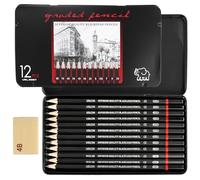 LWMLWM Lot de 12 crayons à papier, 8B 7B 6B 5B 4B 3B 2B B HB F H 2H