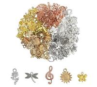 LWMLWM Lot de 150 pendentifs en métal - Style vintage - Accessoires esthétiques pour le bricolage et la fabrication de bijoux, Acier allié