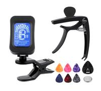 LWMTT 10 Pièces Accessoires Guitare avec Accordeur de Guitare, Capodastre Guitare, 6 Pièces Médiators et Support pour Médiators, pour Guitare, Guitare Électrique, Violon, Basse, Ukulélé