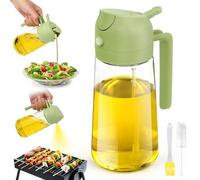 LWMTT 2 en 1 Pulvérisateur d'huile,470 ML Pulverisateur Huile Cuisine,Spray Huile d'olive, Spray d'huile Renforcé,Bouteille Huile pour Cuisiner, la pâtisserie, le barbecue et la salade(Noir) (Vert)