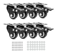 LWMTT 8 Pièces Roulettes pour Meubles 40mm - Charge Lourde Jusqu'à 200KG avec 8 Frein - Pivotantes avec Vis et Rondelles pour Transport, Table, Armoire