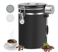 LWMTT Boîte à Café Hermétique en acier Inoxydable,Acier Inox 1800 ml Capacité,Récipient avec Cadran de Date et Cuillère Doseuse Gratuite pour café en grains,thé,noix, Conserver l'arôme et Fraîcheur