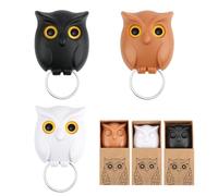 LWMTT Hibou Crochets Porte Clés 3 Pièces,Magnet Owl Key Holder,Conception d'oeil ouvert automatique,porte clé mural magnétiques non percés pour clés suspendues de bureau à domicile