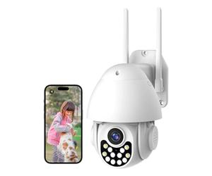 LWOHSI Caméra de sécurité extérieure sans Fil, caméra de Surveillance Domestique 2K, Enregistrement 24h/24 et 7j/7, Audio bidirectionnel, Lecteur de Carte SD, Compatible avec Alexa