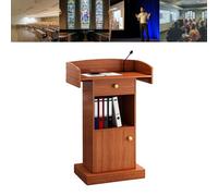 Lwood Podium Bureau avec armoire de rangement et tiroir, support de conférence professionnel pour présentateurs, enseignants, aumôniers et directeurs de cérémonie - Idéal pour les conférences et