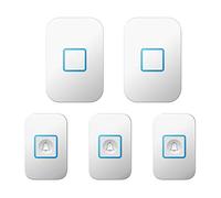 LWPCP Carillons De Sonnette sans Fil avec 3 Boutons Poussoirs Étanches Et 2 Récepteurs De Plug-in, Portée De 1000 Pieds, 60 Carillons, Mode Silencieux À 5 Niveaux,Blanc