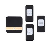 LWPCP Sonnette Étanche sans Fil, Carillon De Porte Intelligent Universel À Moins De 300M,3 Bouton-Poussoir +1 Récepteurs, 52 Sonneries, 4 Niveaux De Volume,Noir