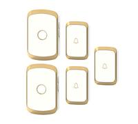 LWPCP Sonnette sans Fil, Kit De Carillon De Porte Étanche sans Fil À Piles,3 Émetteur À Bouton-Poussoir +2 Récepteurs Enfichables,Portée De 300M,36 Mélodies,4 Niveaux Volumes,d'or