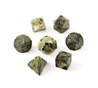 LWQCHW Lot de 7 dés en cristal polyédrique pour jeux de rôle DND avec boîte de rangement (jade africain)