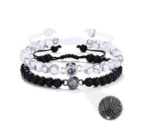 LWQQWL Bracelets de couple pour petit ami et petite amie en pierre naturelle - Bracelets d'amitié longue distance - Bracelets de relation avec turquoise blanche pour femme et homme - Cadeaux pour elle