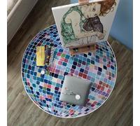 LWQZJ Tapis de lumières Disco Rond coloré à la Mode Tapis Doux à Poils Courts Tapis de Porte antidérapant et Lavable pour la Maison Le Salon Le Restaurant la Chambre à Coucher la Cuisine (120cm)