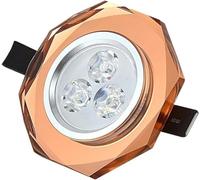 LwsCUiH Downlight en cristal marron robuste 3W, plafonnier COB anti-éblouissant, rond intégré, Ultra fin(White Light)