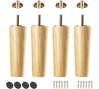 LwsCUiH Lot de 4 pieds de meubles en bois massif avec boulons M8 et plaque de montage (10 cm)