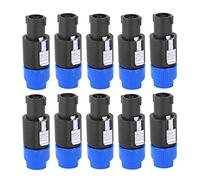 Lwuey 10 PCS Connecteur Speakon NL4FC, Fiche de Haut-Parleur Professional 4 Pôles avec Verrouillage Twist Lock, Adaptateur Audio pour Câble d'Enceinte Ø 6-15mm, Bleu