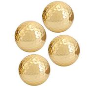 Lwuey Balles de Golf Dorées,Caoutchouc Doré équipement Sport d'exercice Plein Air Portable Double Couche plaqué Or Accessoire Balle Clubs Golfeurs Amateurs pour Swing Practice Training 4 Pièces