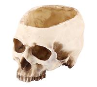 Lwuey Crâne Plante Pot,Forme de Tête Mort Résine Vase Skull Fleurs Artificielle Conteneur Bonbons Bol Grand Bar Halloween Modèle Humain Taille Réelle Décoration Party Domicile Ornement Fête Jardin