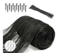 Lwuey Filet Anti Oiseaux Noir 4x6m, Protection Jardin Maille 15x15mm | Kit Complet Comprenant 12 Piquets et 30 Attaches pour Protéger Potager, Semences, Fraisiers, Cerisiers et Arbres Fruitiers