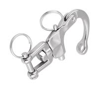 Lwuey Mousqueton Pivotant à Emerillon, Manille INOX Pivotante en Acier Inoxydable Largage Rapide Emerillon pour Drisse Voilier 360 Degrés Crochets Collier de Chien Argenté Spinnaker 1 Pièces