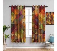 LWXBJX Rideaux Occultant Chambre - Plaid Losange rétro Couleur - 3D Impression Numérique Isolant Thermique - 234 x 230 cm - 90% Rideaux Occultant à Oeillets Moderne Rideau Fenêtre Chambre