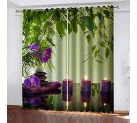 LWXBJX Rideaux Occultant Salon - Fleurs de Bougie Zen - 3D Impression Numérique Isolant Thermique - 200 x 214 cm - 90% Rideaux Occultant à Oeillets Moderne Rideau Fenêtre Chambre