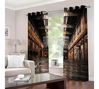 LWXBJX Rideaux Salon Moderne - Style Industriel rétro - 3D Impression Numérique Isolant Thermique - 200 x 214 cm - 90% Rideaux Occultant à Oeillets Moderne Rideau Fenêtre Chambre