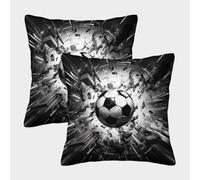 LWXEEOAVE Football Housse Coussins 2 Pièces Décoration Taie d'oreiller Fermeture Éclair Invisible Housse De Coussin pour Chambre, Canapé, Chaise Taies d'oreiller 40x40cm