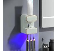 Lwxjjer JN0117 Distributeur automatique de dentifrice mural avec stérilisation UV, 3 emplacements pour dentifrice, rechargeable par USB (Vert)