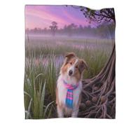 LWXWHR Couverture en Polaire Imprimée Berger Shetland Couverture De Canapé Douce Et Chaude Plaid Zone Humide, pour Le Yoga Ou La Méditation Cadeau Unique 60x80inch(150x200cm)