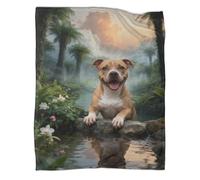 LWXWHR Couverture en Polaire Imprimée Pitbull Couverture De Canapé Douce Et Chaude Plaid Fougères, pour Le Salon, La Chambre Et L’extérieur Cadeau Unique 40x50inch(100x130cm)