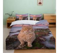 LWXWHR Housse De Couette American Shorthair Microfibre Douce Parure De Lit Motif Corail avec Taies D'oreillers Confortable Toute L'année Et Facile d'entretien King（220x240cm）