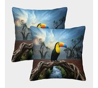 LWXWHR Housse De Coussin Toucan Lot De 2, Polyester Confortable Housses De Coussin De Canapé Taies d'oreiller Carrées pour Salon Canapé 50x50cm