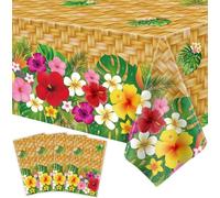 LWYGEGJO 4 nappes hawaïennes Luau Nappe hawaïenne Luau Nappe Tropicale à Feuilles de Palmier 86 x 51 Pouces Nappe à Feuilles de Palmier Décorations Tropicales pour Piscine et fêtes Estivales