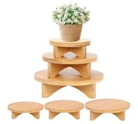 LWZko 3 Pièces Petit Tabouret Bois pour Plante, Etagere Plantes Interieur 3 Niveaux, Support de Pot de Fleurs, Piedestal pour Plantes, pour Balcon, Jardin, Intérieur (4 in, 6in, 7 in