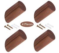 LWZko 4 Pièces Patères En Bois Naturel, Crochets à Chapeau En Bois, Patère Bois de Noyer Massif Moderne à La Main Patère Murale pour Mur, Cuisine, Chambre, Bureau (Marron)