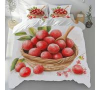 Lwznbio Fruit ThèmeHousse de Couette 140x200 Douce et Douillette Corbeille de Fruits Parure de Lit Été Microfibre Personne avec Fermeture Éclair avec 2 Taies d'oreiller 65x65 cm