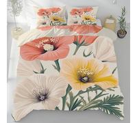 Lwznbio Gloire du Matin Housse de Couette 240x260 cm Été Doux Motif Floral Rétro Parure de Lit Adulte avec Zippée, Linge de Lit Microfibre Respirant + 2 Taie d'oreiller 65x65 cm