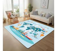 Lwznbio Grand Tapis Lavable en Machine 200x300 cm Carte du Monde Carpet Antidérapant Chambre Adulte Paris Ville Paysage Tapis Doux pour Salon, Bureau, Balcon Terrasse, Salle à Manger