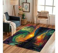 Lwznbio Grand Tapis Lavable en Machine 200x300 cm Coucher de Soleil Jungle Carpet Antidérapant Chambre Adulte Tourbillon Psychédélique Tapis Doux pour Salon, Bureau, Balcon Terrasse, Salle à Manger