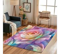 Lwznbio Grand Tapis Lavable en Machine 200x300 cm Impression 3D Rose Couleur Carpet Antidérapant Chambre Adulte Motif Floral Tapis Doux pour Salon, Bureau, Balcon Terrasse, Salle à Manger