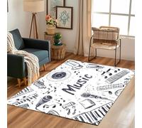 Lwznbio Grand Tapis Lavable en Machine 200x300 cm Instrument de Musique Carpet Antidérapant Chambre Adulte Piano Microphone Tapis Doux pour Salon, Bureau, Balcon Terrasse, Salle à Manger