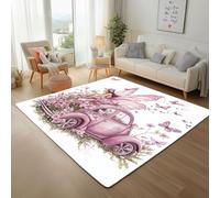 Lwznbio Grand Tapis Lavable en Machine 200x300 cm Marguerite Elfe Carpet Antidérapant Chambre Adulte Motif Floral Rose Tapis Doux pour Salon, Bureau, Balcon Terrasse, Salle à Manger