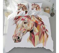 Lwznbio Housse de Couette 135x200 Respirant Cheval Abstrait Linge de Lit pour Été Microfibre Doux Animaux Sauvages Parure de Lit avec Fermeture Éclair et Taie d'oreiller 65x65 cm