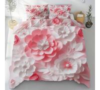 Lwznbio Housse de Couette 135x200 Respirant Impression 3D De Fleurs Linge de Lit pour Été Microfibre Doux Motif Floral Parure de Lit avec Fermeture Éclair et Taie d'oreiller 65x65 cm